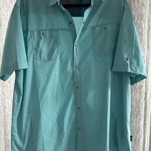 LIKE NEW MENS KUHL SHORT SLEEVE SNAP BUTTON UP SHIRT XXL